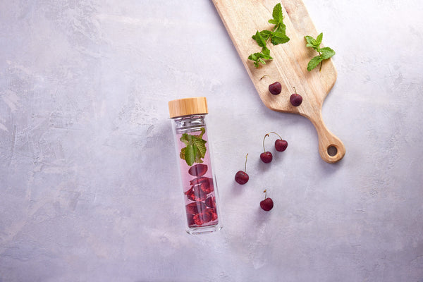 Cherry + Mint infused water in a fressko flask 