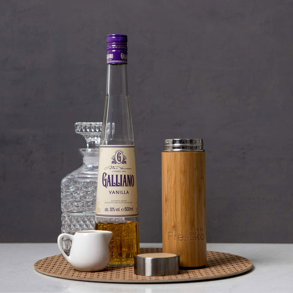 Bamboo fressko flask with Galliano bottle