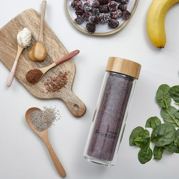 Poosh Protein-Packed Smoothie IN TOUR Fressko glass flask