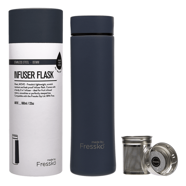Infuser Flask | MOVE 660ml - Denim Made By Fressko Stainless Steel Infuser Flask