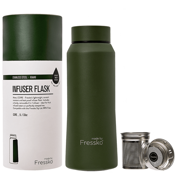 Infuser Flask | CORE 1 Litre - Khaki Made By Fressko Stainless Steel Infuser Flask