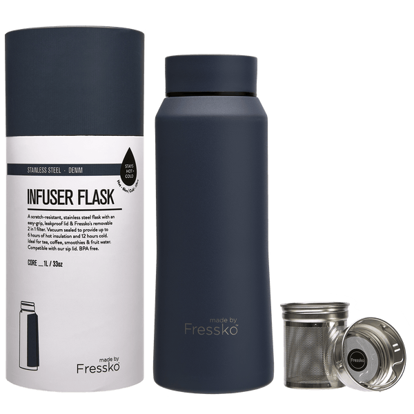 Infuser Flask | CORE 1 Litre - Denim Made By Fressko Stainless Steel Infuser Flask