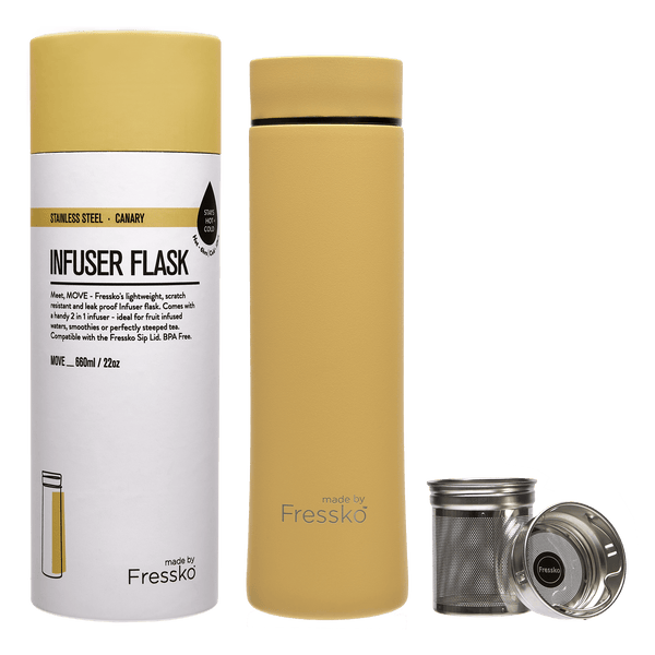 Infuser Flask | MOVE 660ml - Canary Made By Fressko Stainless Steel Infuser Flask