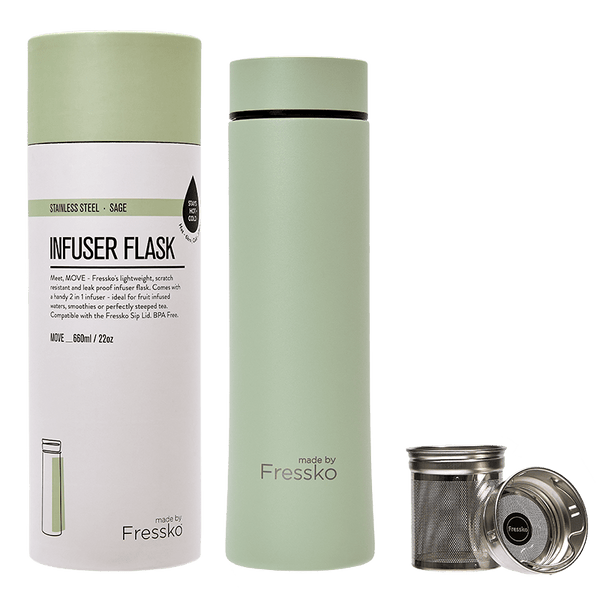 Infuser Flask | MOVE 660ml - Sage Made By Fressko Stainless Steel Infuser Flask